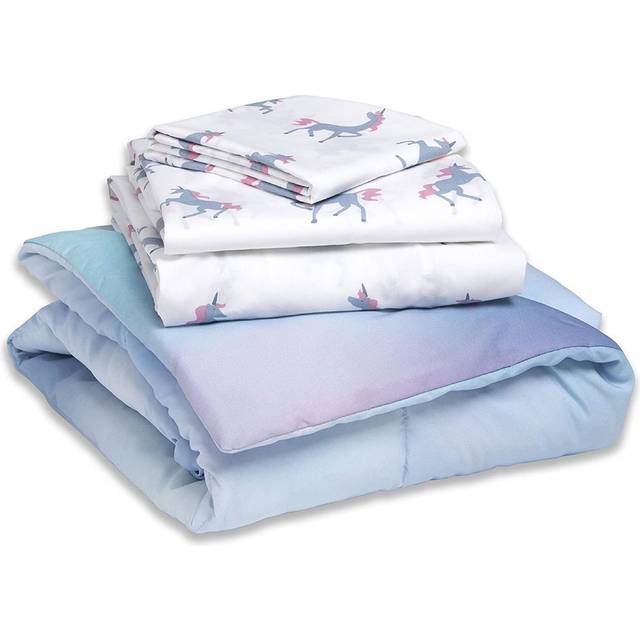 Delta children 4 Piece Toddler Bedding Set for girls - Reversible 2-in-1 comforter - Includes Fitted comforter to Keep Little Ones Snug  Bottom Sheet