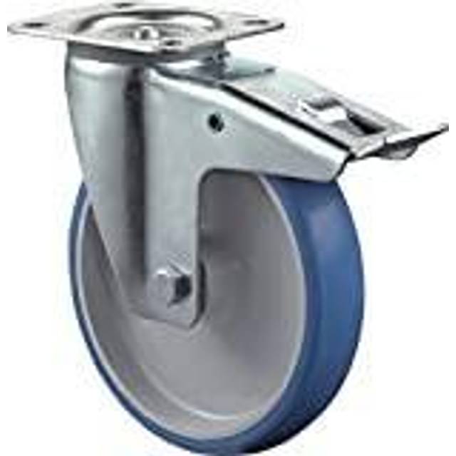 Lenkrolle D.150mm Trgf.200 kg, m.Feststeller PU Platte L135xB110mm Farbe Rl.blau