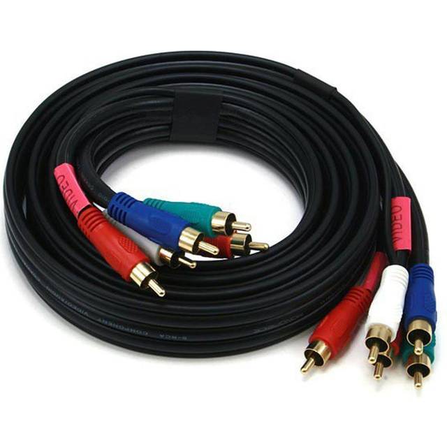 Monoprice 6ft 22AWG 5-RCA Component Video/Audio Coaxial Cable (RG-59/U) - Black