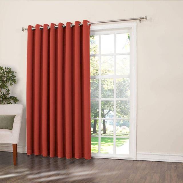 Sun Zero Barrow Energy Efficient Grommet Sliding Patio Door Curtain Panel  100  x 84   Brick