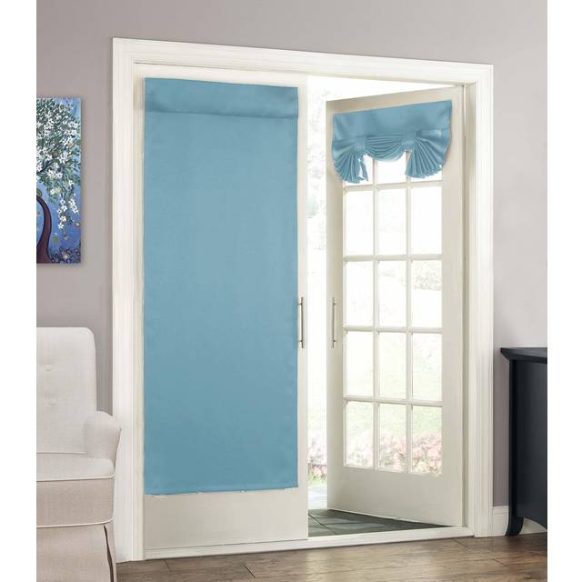 "ECLIPSE French Door Curtain - Tricia 26"""""""" x 68"""""""" Tie Up Light Filtering Single Panel Drapes for Patio  for Living Room and Bedroom  Turquois"
