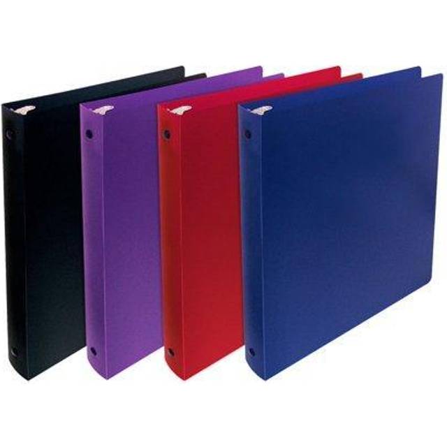 Better Office Products  3 Ring Poly Binder with Pocket  1 Inch  Letter Size  4 Pack-Red  Blue  Purple  and Black