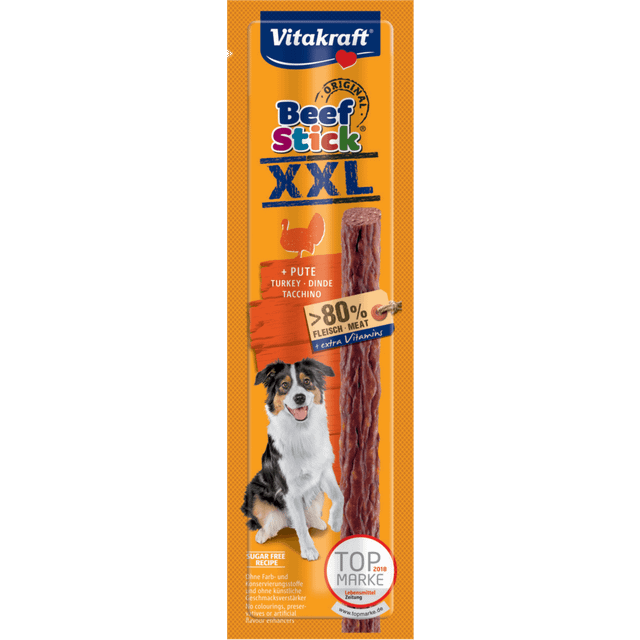 Vitakraft Beefstick XXL med kalkon hundgodis. Förpackning: 2 förpackningar