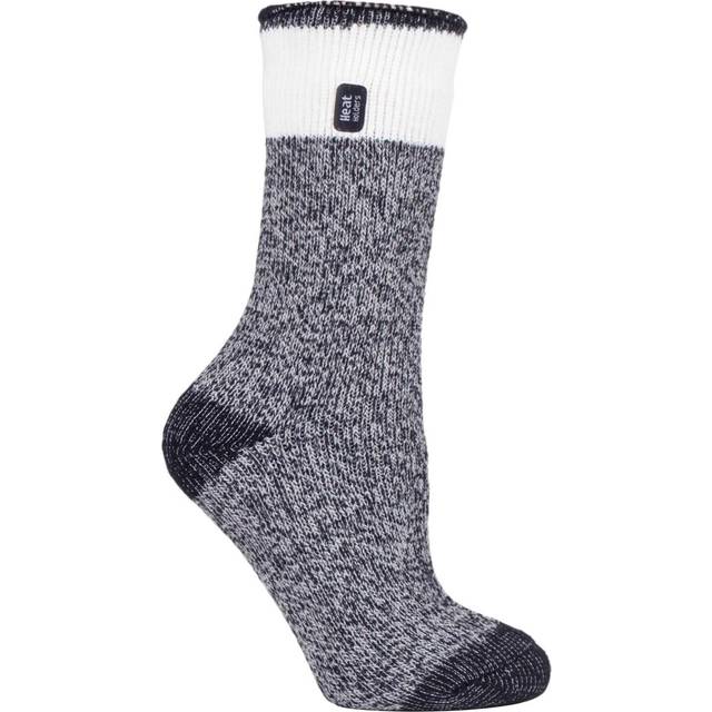 Heat Holders Womens - Ladies 2.3 TOG Luxury Thick Thermal Socks for Winter - Pink & White Nylon - Size UK 4-6.5