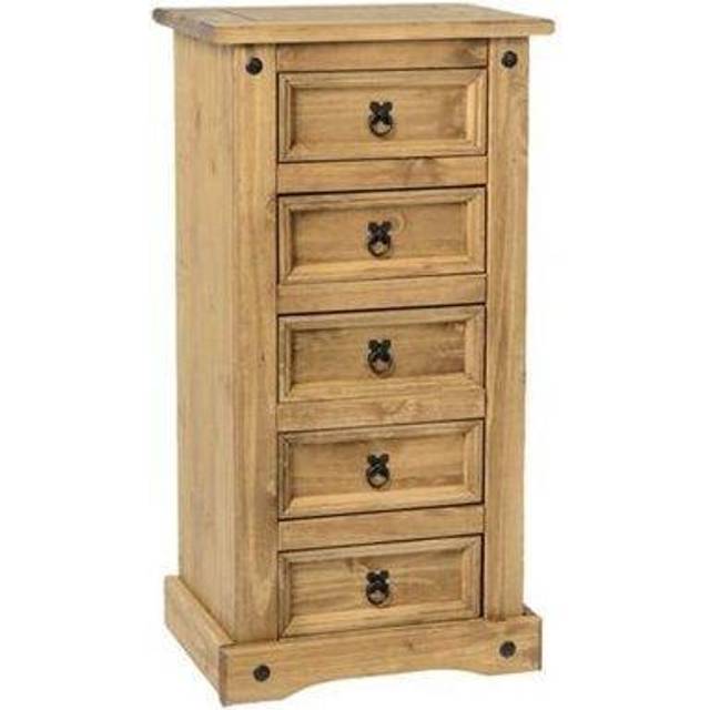 Seconique Corona Pine Tall 5 Drawer Chest - Distressed Waxed Finish