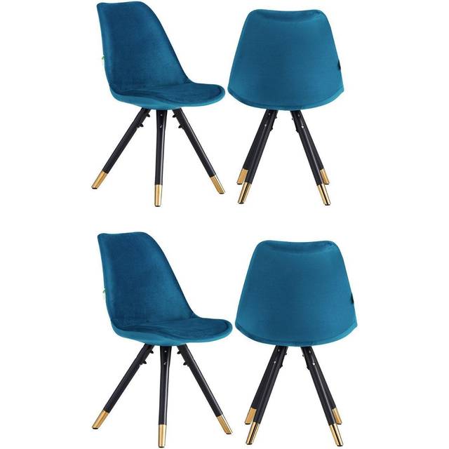 Sofia Velvet Dining Chair Colour: Blue, Pack: Set of 4