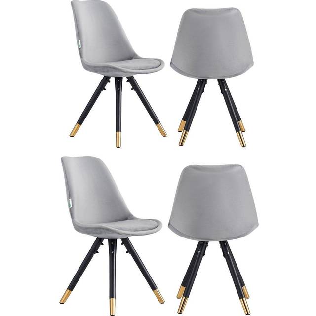 Sofia Velvet Dining Chair Colour: Dark Grey, Pack: Set of 4