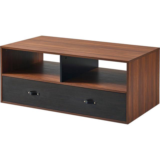 Teamson Home - Henry Wooden Coffee Table & Storage, Modern Rectangular End Table with Drawers for Living Room, Reception Room or Study, Walnut Brown