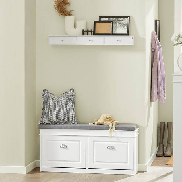 SoBuyÂ® FSR64-W, Hallway Flip-drawer Shoe Bench Shoe Rack Shoe Cabinet
