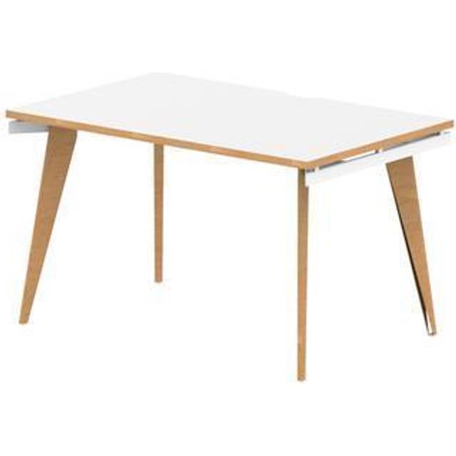 Oslo 1200mm Single Starter Desk White Top Wood Edge White Frame
