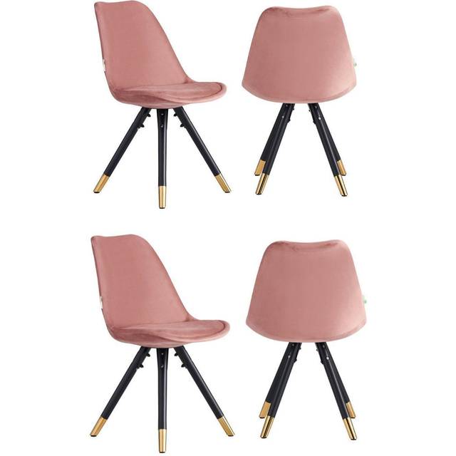 Sofia Velvet Dining Chair Colour: Pink, Pack: Set of 4