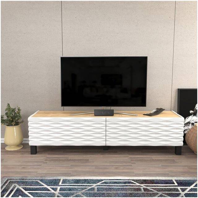 Decorotika Lerze Modern Tv Unit For Tvs Up To 65'' - Oak And White, Multi