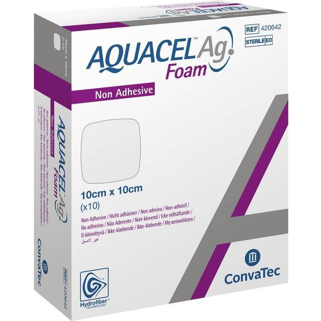 Aquacel AG Foam Non Adhesive Dressings 10cm x 10cm 420642 - 1