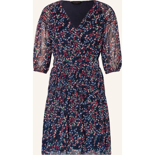 Ted Baker Womens Casadee Smock Panel Wrap Mini Dress in Navy - Size 8 UK