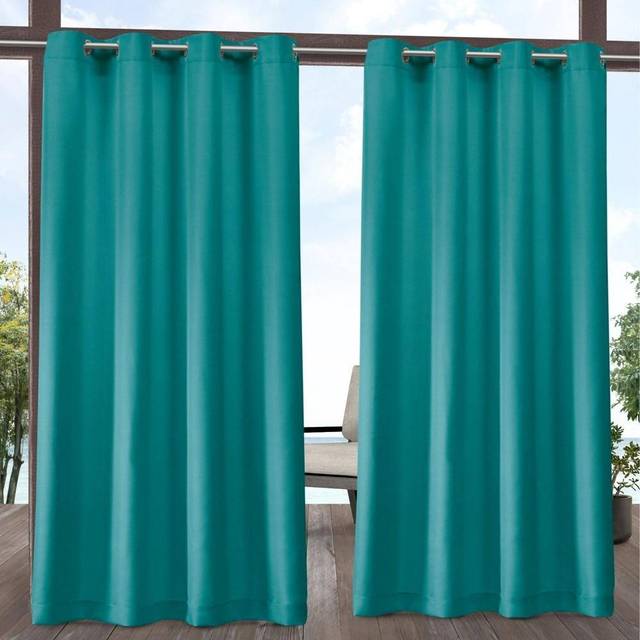 Exklusivt hem inomhus/utomhus solid cabana genomföring topp gardinpanel, mörk blågrön, 54 x 96, 2 stycken