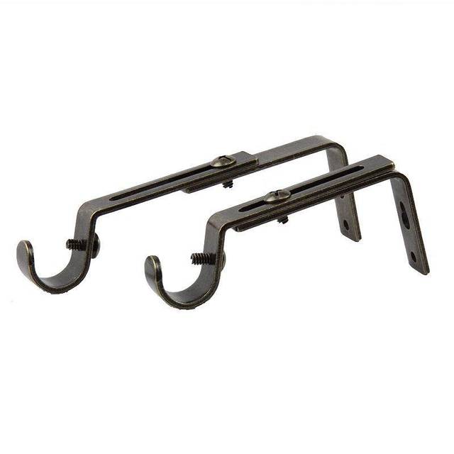 "Rod Desyne 3/4"""""""" Adjustable Single Bracket Pair  4""""""""-5 to 1/2""""""""  Antique Brass  2 Piece"