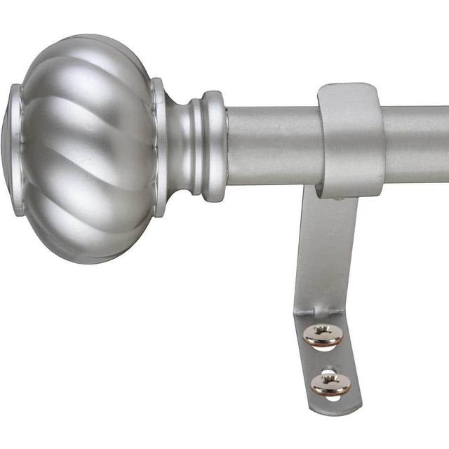 "Decopolitan 1"""" Twist Knob Curtain Rod  18 to 36 Inches  Antique Silve"