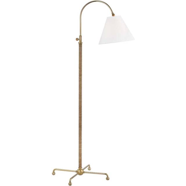 Hudson Valley Lighting - Curves No.1 1 Light Floor Lamp w/ Rattan Accent Brass, Linen