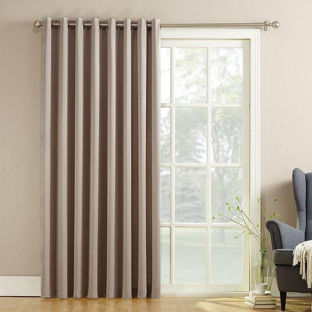 "Sun Zero Barrow Energy Efficient Grommet Sliding Patio Door Curtain Panel  100"""""""" x 84""""""""  Stone"