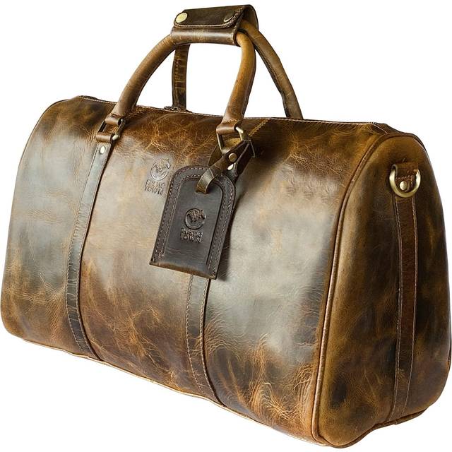 Leather Travel Duffel Bags for Men - Holdall Airplane Underseat Carry On Luggage by Rustic Town