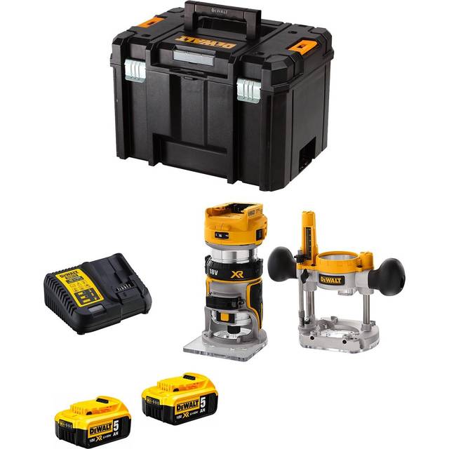 Dewalt - DCW604P2 18v xr Brushless Laminate Trimmer 1/4'' Router + Plunge Base 5ah