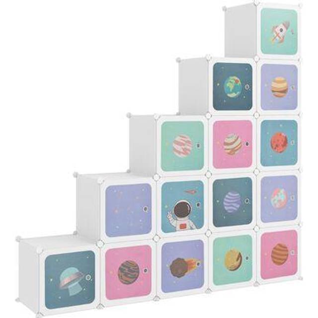 vidaXL Cube Storage Cabinet for Kids with 15 Cubes Blue PP