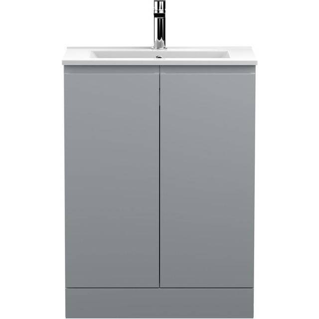 Hudson Reed Urban Floor Standing 2 Door Vanity Unit With Minimalist Basin 600Mm - Satin Grey