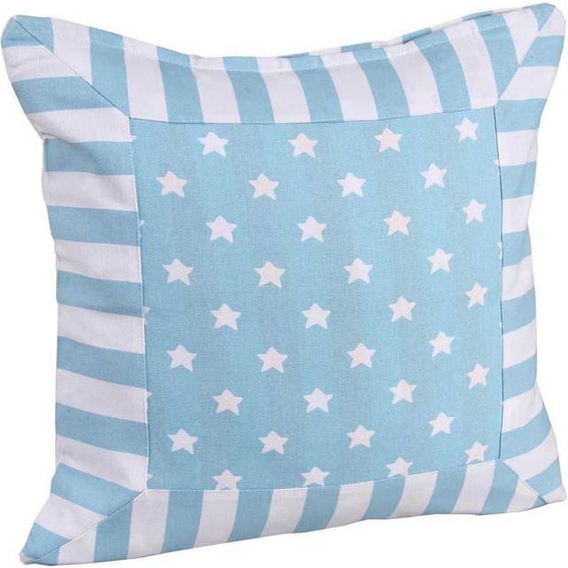 Cotton Blue Stripe Border and Stars Cushion Cover, 60 x 60 cm