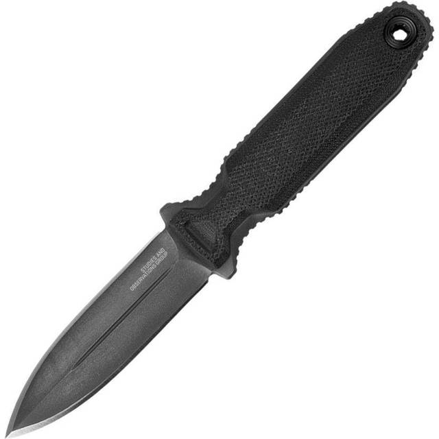 SOG Pentagon FX Covert 3.41-Inch Spear-Point Straight Edge Blade G10 Handle Fixed Blade Knife in Black