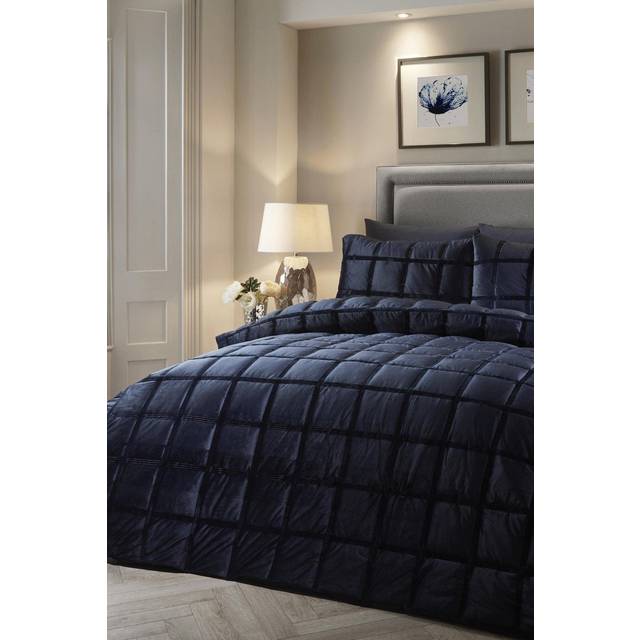 Brighton Square Polyester Duvet Set - Navy (Super King - 2 Standard Pillowcases)