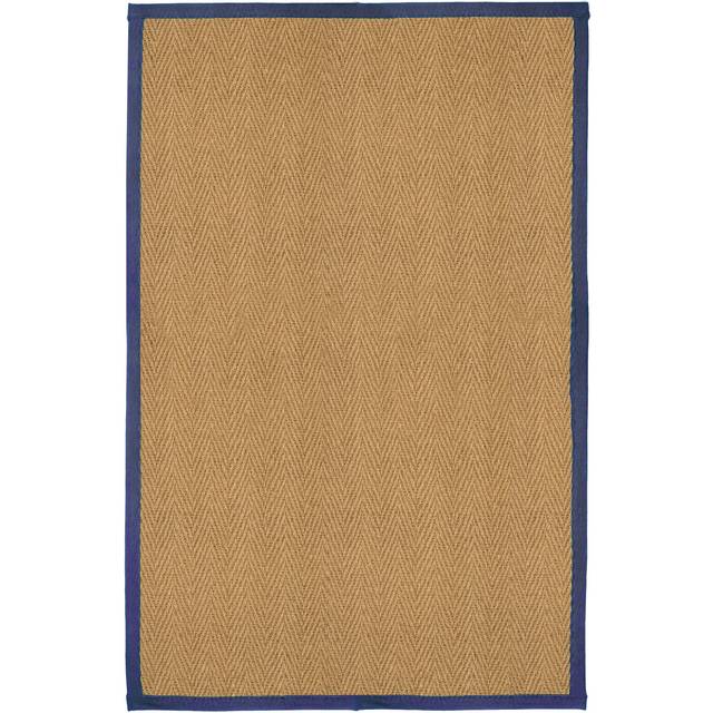 William Armes Coir Herringbone Rug with border 200x135cm Blue, Blue
