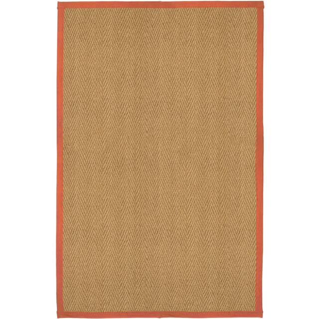 William Armes Coir Herringbone Rug with border 150x100cm Terracotta, Orange