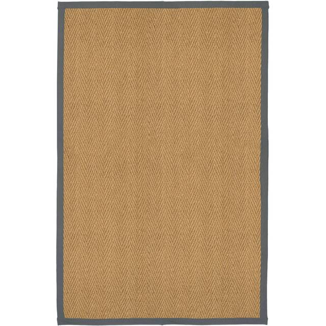 William Armes Coir Herringbone Rug with border 150x100cm Grey, Grey