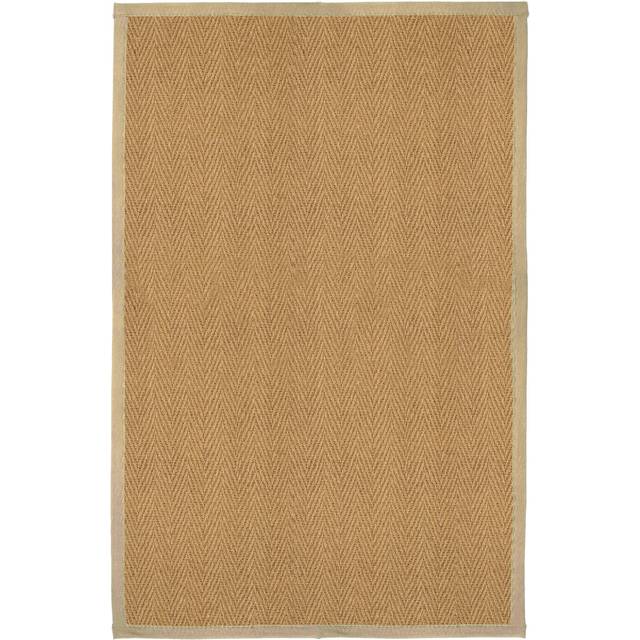 William Armes Coir Herringbone Rug with border 200x135cm Natural, Brown