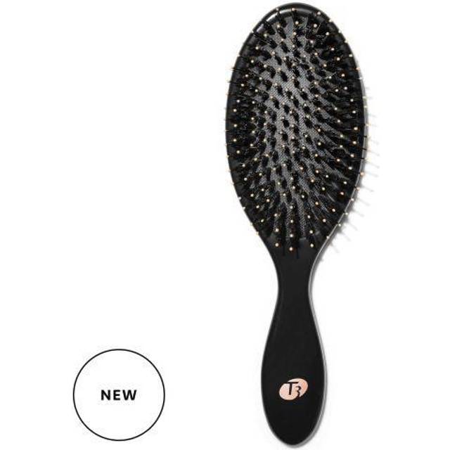 """""T3 Polish & Shine Premium Vegan Boar and Nylon Oval Hairbrush with Dual Bristle Design for Smoothing and Detangling"""""