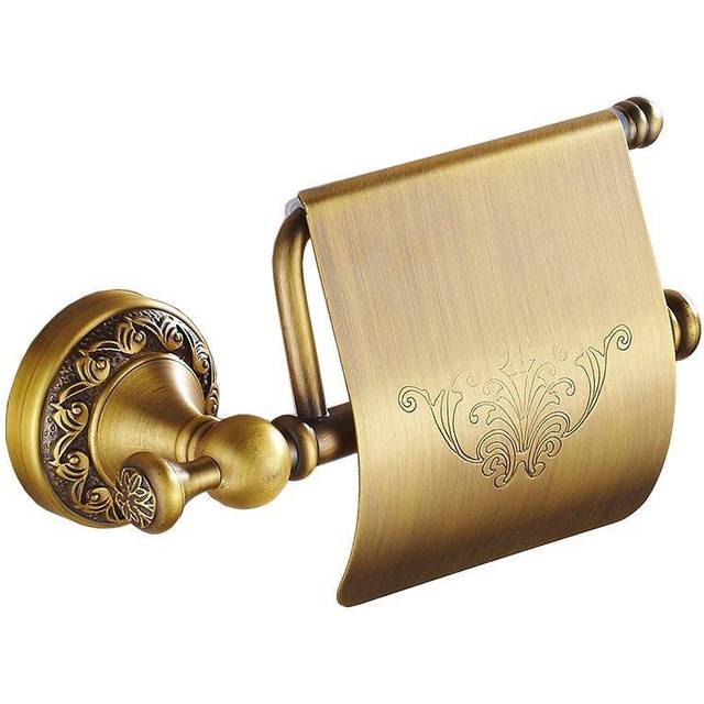 Pepte - Toilet Roll Holder Flap Paper Rack Wall Mount Antique Brass