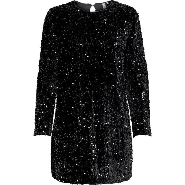 ONLY Onlanika Sequin Ls Dress Wvn |Black |XS