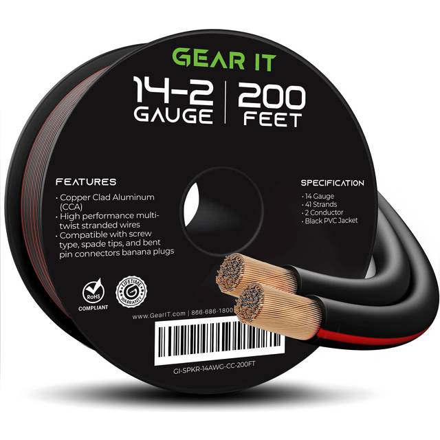 Pro Series 14 Gauge 2 x 25mm 60 Meters Speaker Wire Cable CCA Hifi Speaker Cable Black