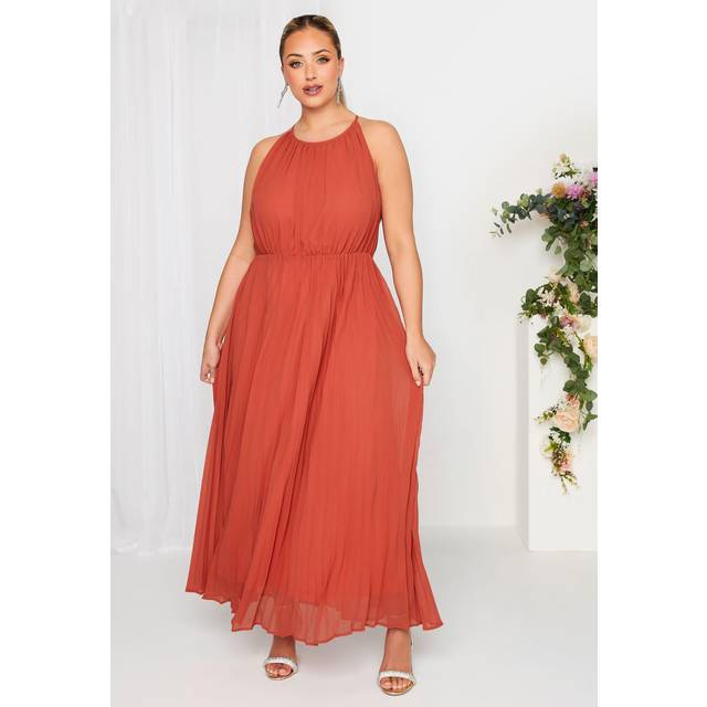 Yours London Curve Orange Pleated Maxi Dress, Women's Curve & Plus Size, Yours London - 20