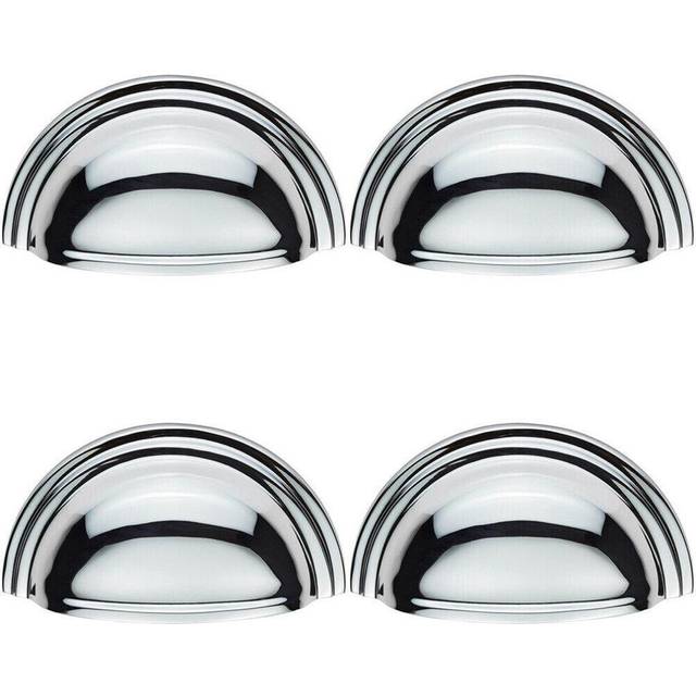 4x Victorian Cup Pull Handle Polished Chrome 92 x 46mm 76mm Fixing Centres