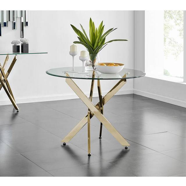 Furniturebox Arona 4 Seater Round Dining Table Gold