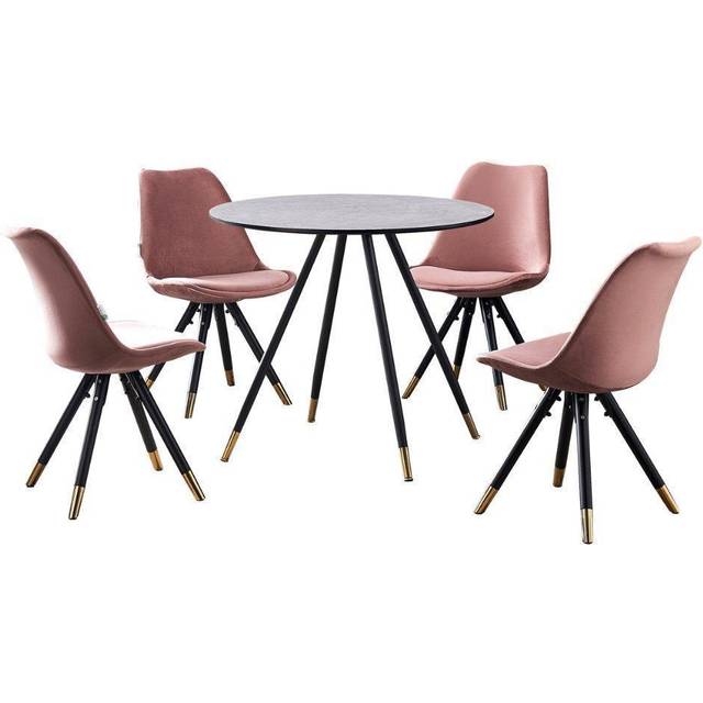 Sofia' Dorchester LUX Dining Set with a Table and Chairs Set of 4 - Pink - One Size