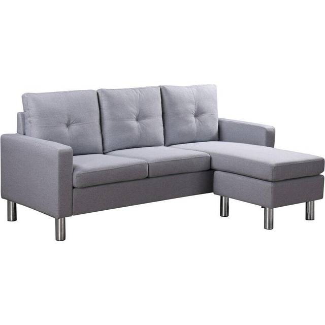 Elm Fabric Sofa with Matching Foot Stool in Grey