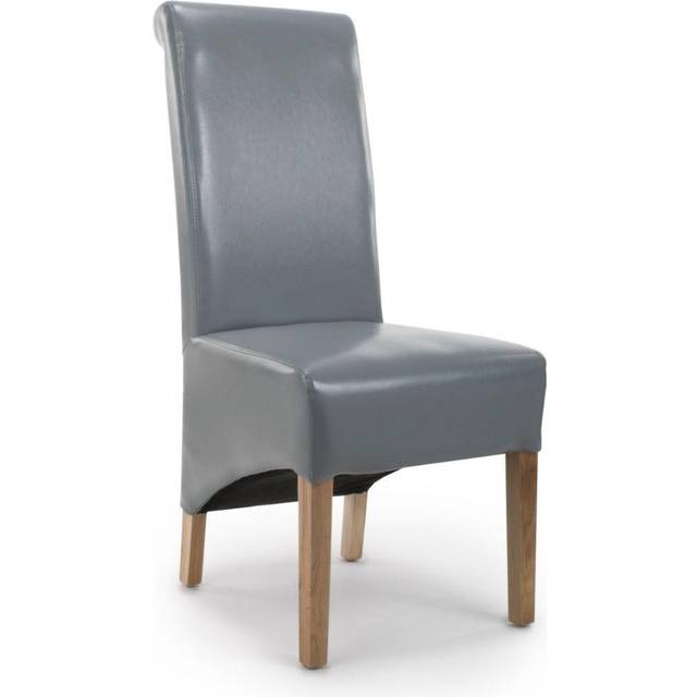 Krista Roll Back Bonded Leather Grey Dining Chair