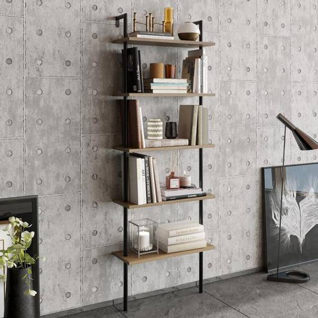 Decorotika Paula 5-tier Modern Bookshelf Multifunctional Shelving Unit For Home And Store - Black And Oud, Multi