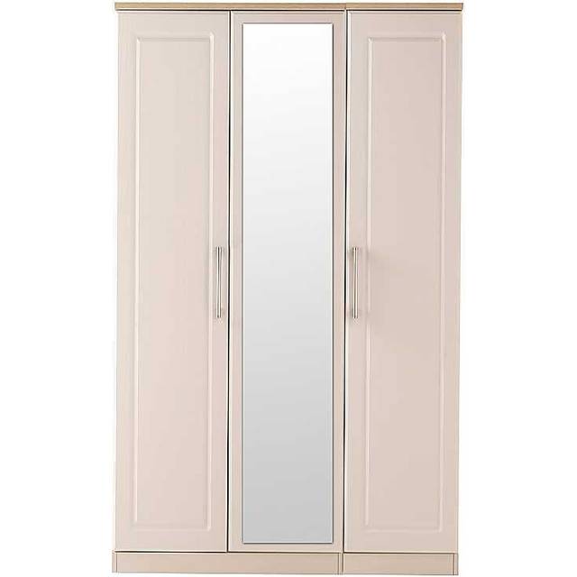 Crowndale Kent 3 Door Kashmir Ash and Modern Oak Mirror Wardrobe - White
