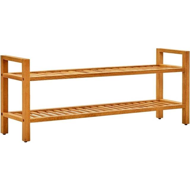 vidaXL Shoe Rack with 2 Shelves 100x27x40 cm Solid Oak Wood - Brown