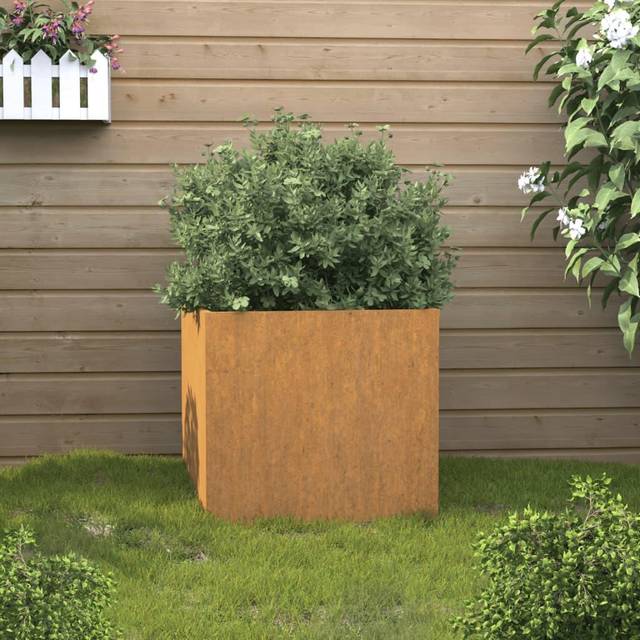 (42 x 40 x 39 cm/ 1 pcs) vidaXL Planter Raised Garden Bed Plant Pot Flower Pot Grey Weathering Steel