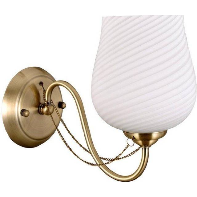 Italux - Metamo - Stylized Wall Lamp Golden 2 Light with Milky, Glass Shade, E27