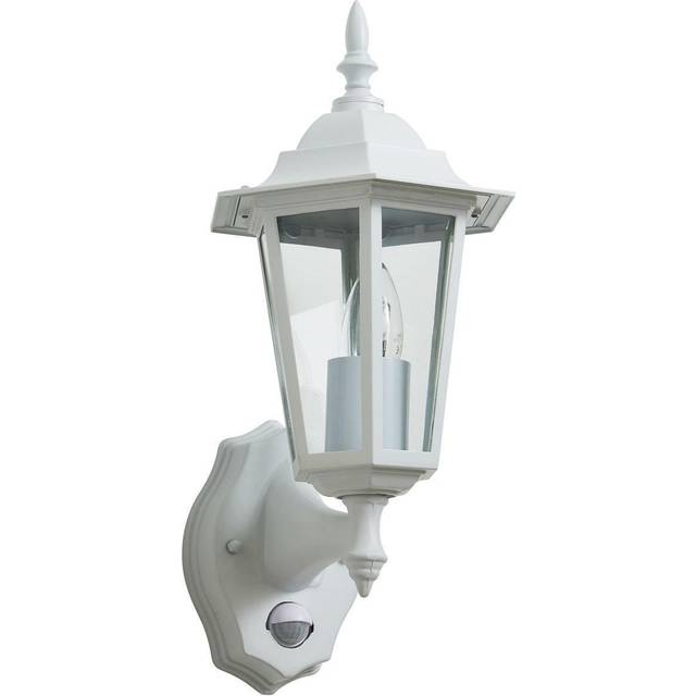 Forum Libourne 6 Panel E27 Traditional Wall Lantern w PIR - White - ZN-38606-WHT